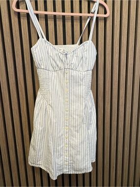 Hollister Light Blue & White Striped Mini Dress